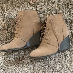 Forever 21 Taupe Wedge Booties